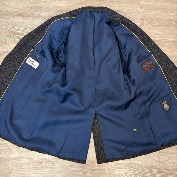 Vintage Scotland Wool Tweed Mens Gray Brown Sport Coat Blazer Jacket 42R - Picture 12 of 16